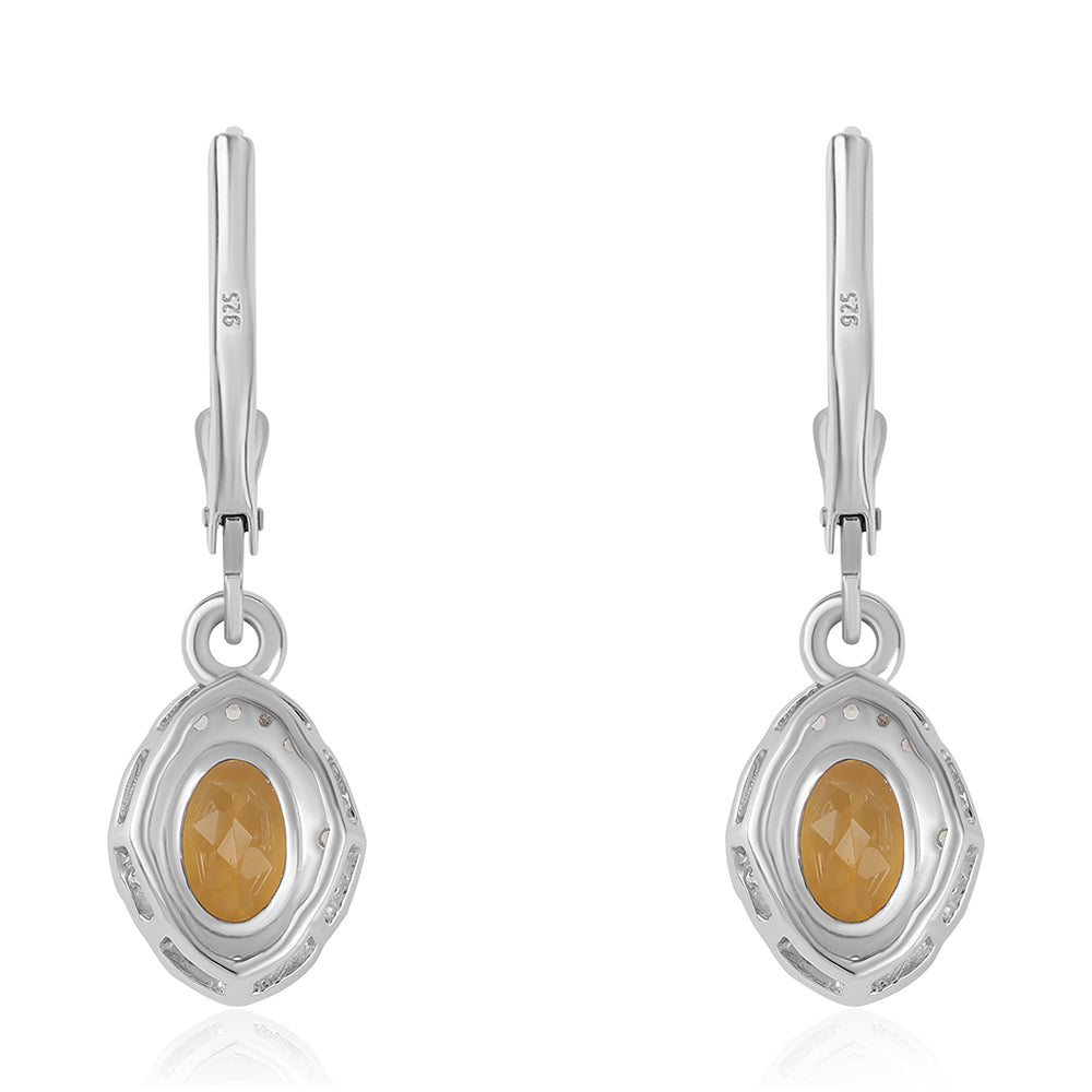 Silberohrringe mit Zitrin und weißem Topas