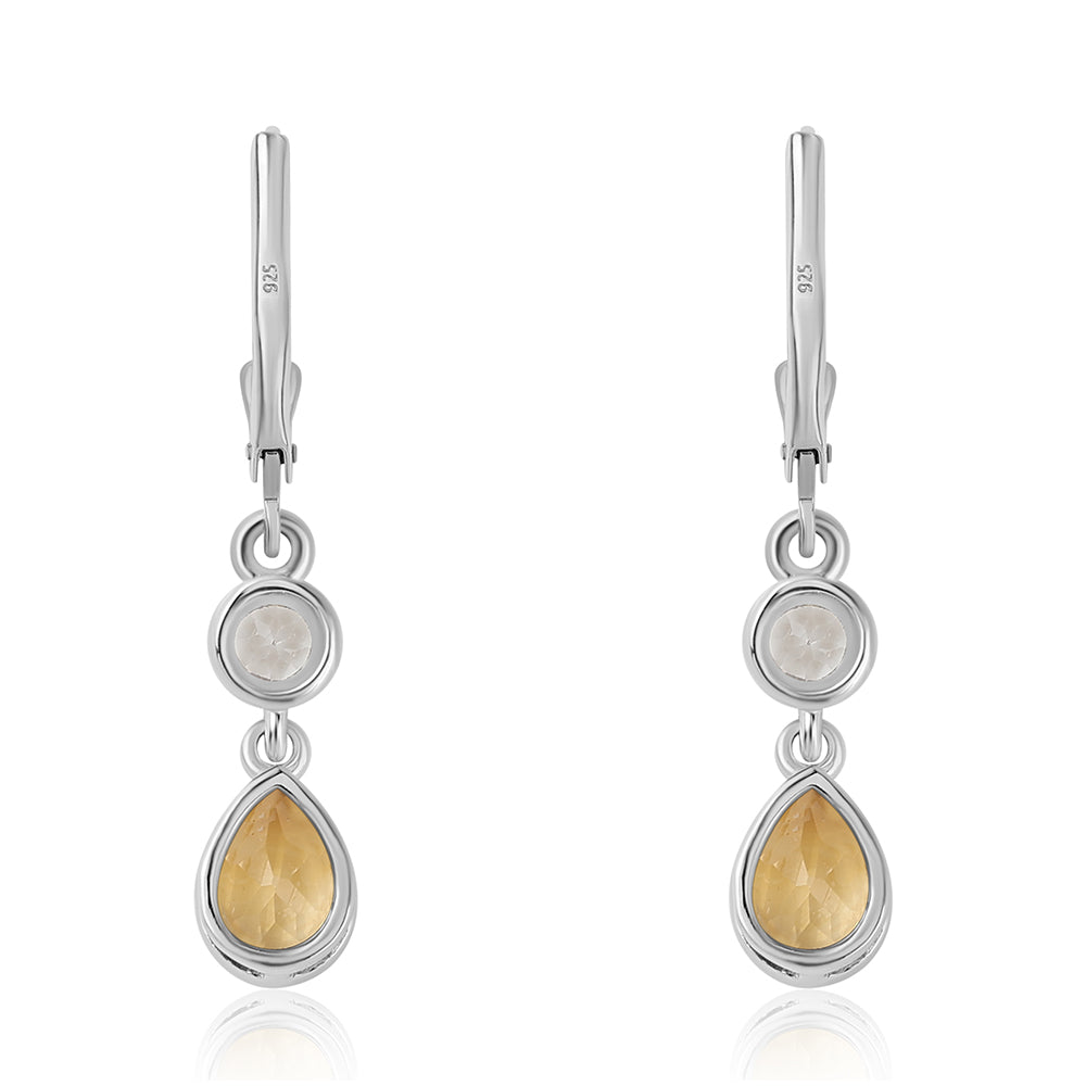 Silberohrringe mit Zitrin und weißem Topas