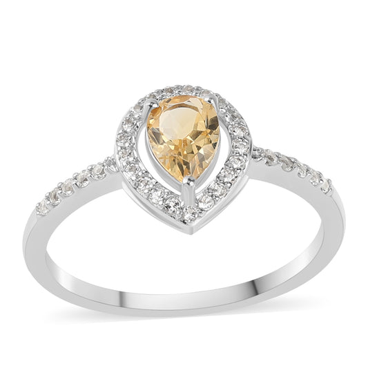 Silberring mit Zitrin und weißem Topas