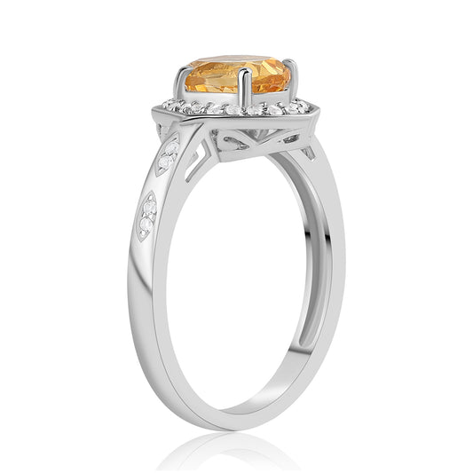 Silberring mit Zitrin und weißem Topas