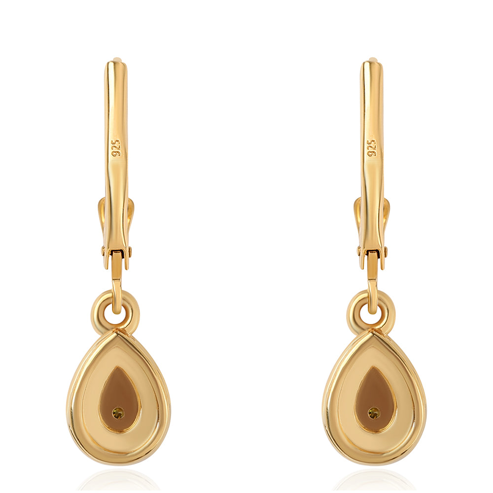 Goldplattierte Silberohrringe mit grünem Diamant 3