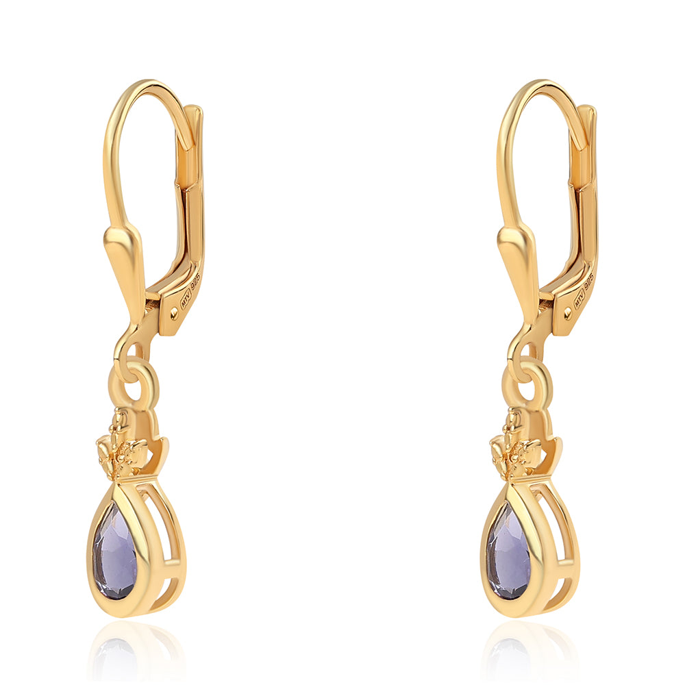 Goldplattierte Silberohrringe mit Iolith