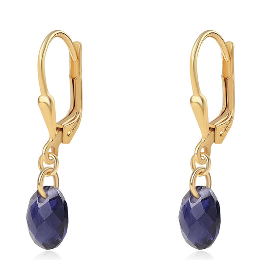 Goldplattierte Silberohrringe mit Iolith