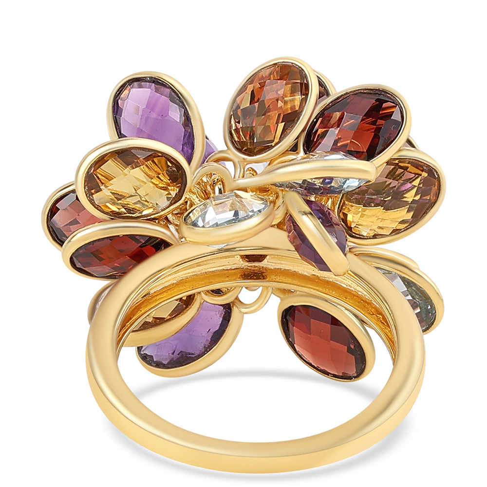 Goldplattierter Silberring mit afrikanischem Amethyst und Zitrin