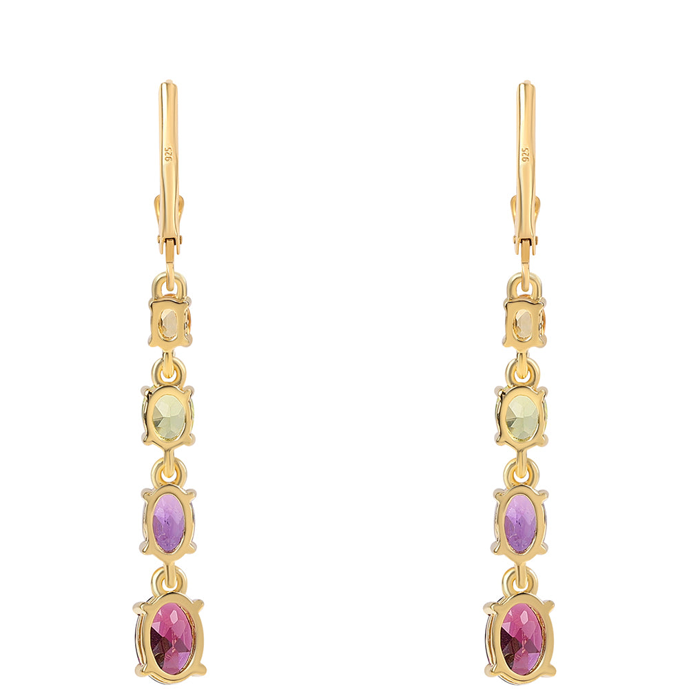 Goldplattierte Silberohrringe mit afrikanischem Amethyst und Peridot