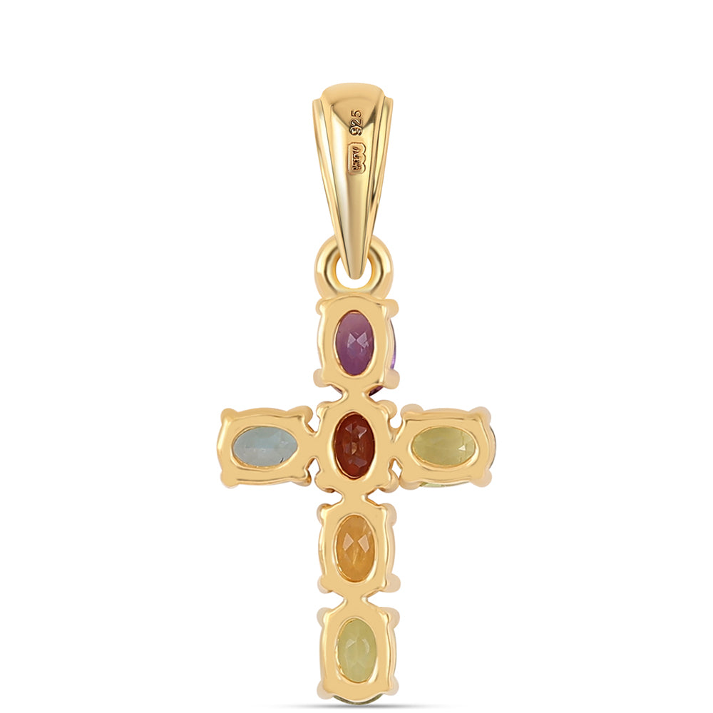 Goldplattierter Silberanhänger mit afrikanischem Amethyst und Peridot