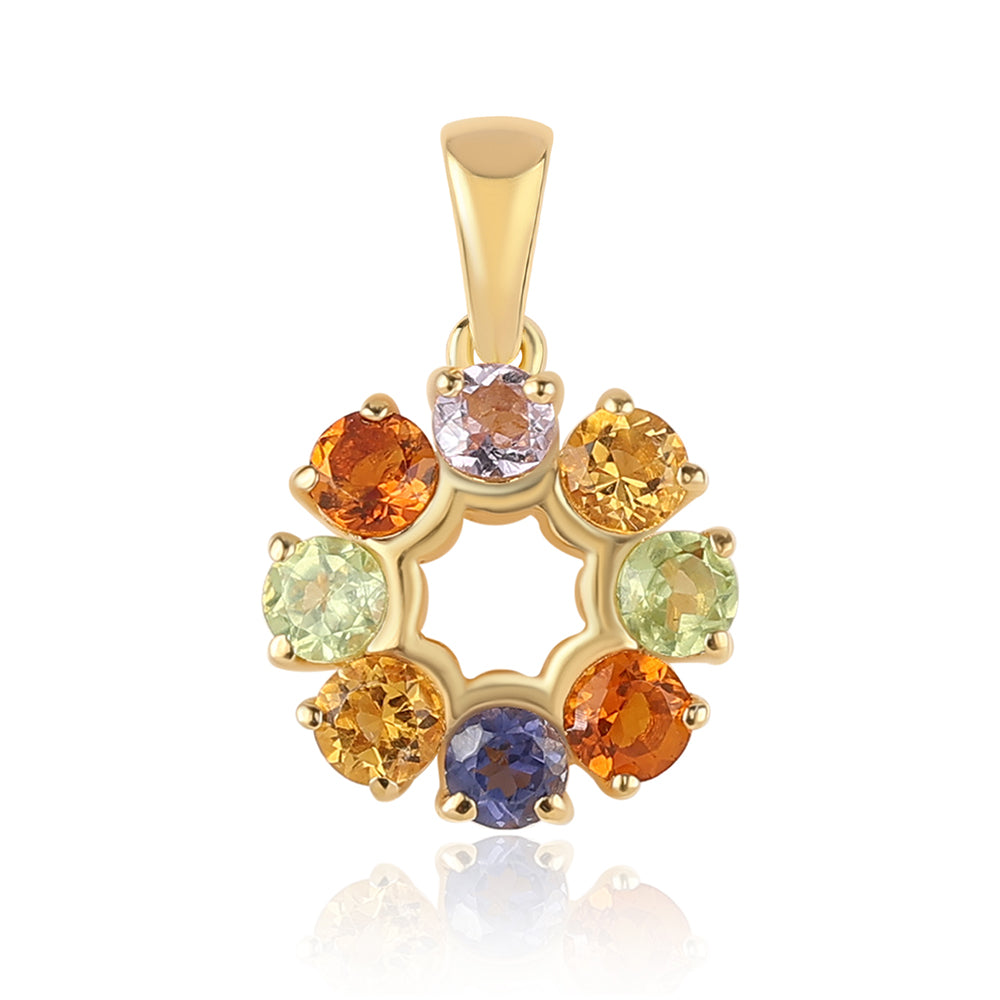 Goldplattierter Silberanhänger mit Rose De France Amethyst und Peridot