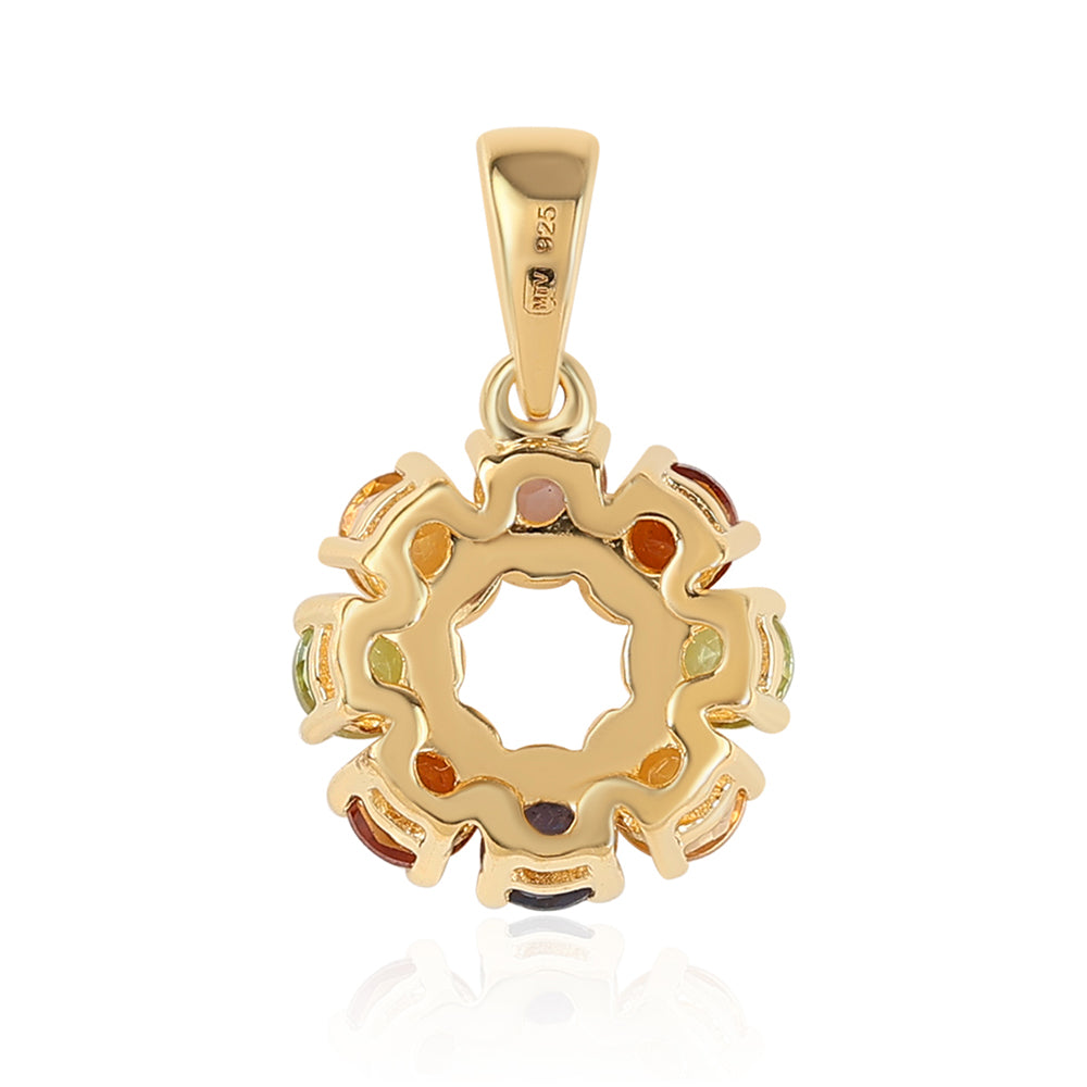 Goldplattierter Silberanhänger mit Rose De France Amethyst und Peridot 2