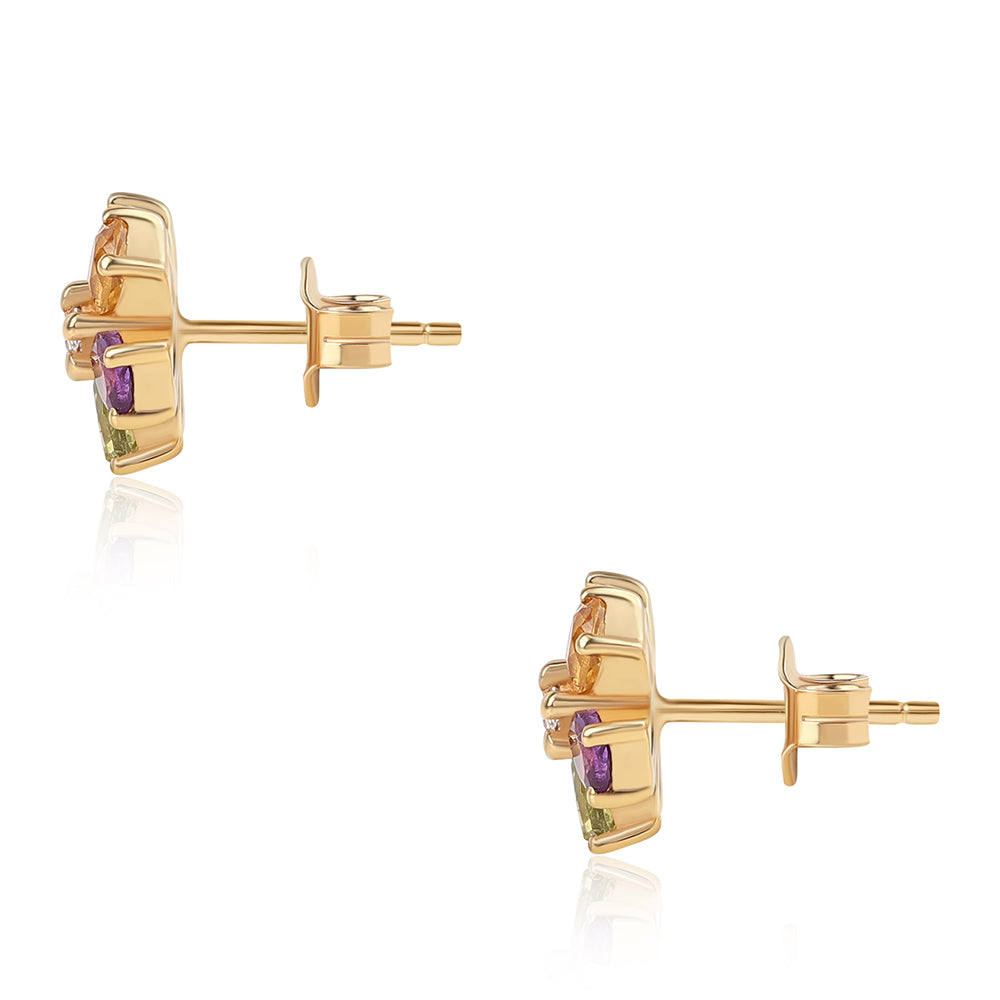 Goldplattierte Silberohrringe mit Rose De France Amethyst und Peridot 2