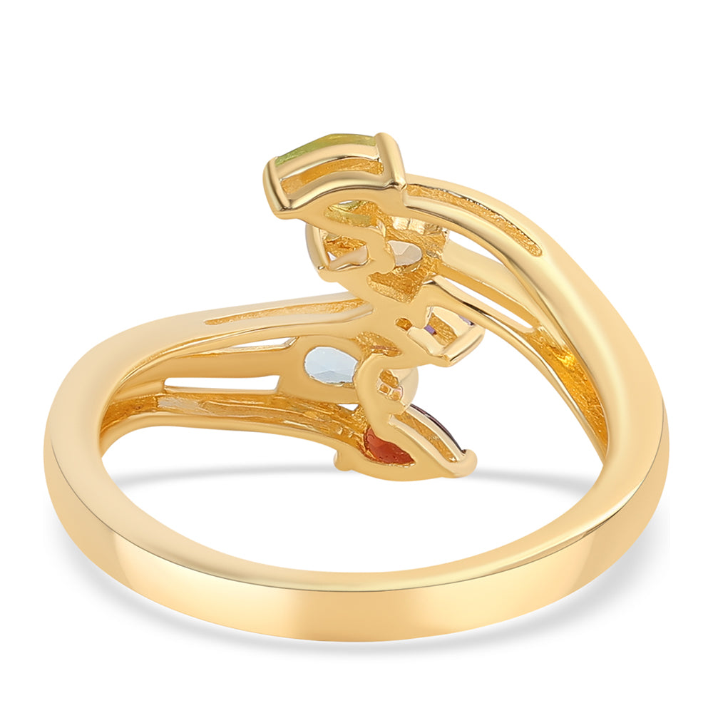 Goldplattierter Silberring mit afrikanischem Amethyst und Zitrin