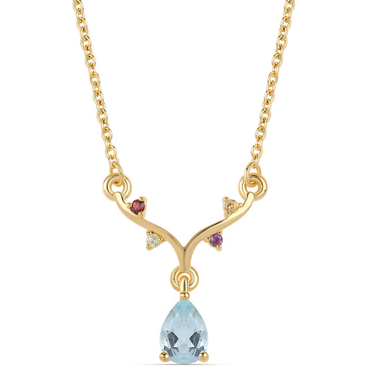 Goldplattierte Silberhalskette mit rotem Granat und Peridot