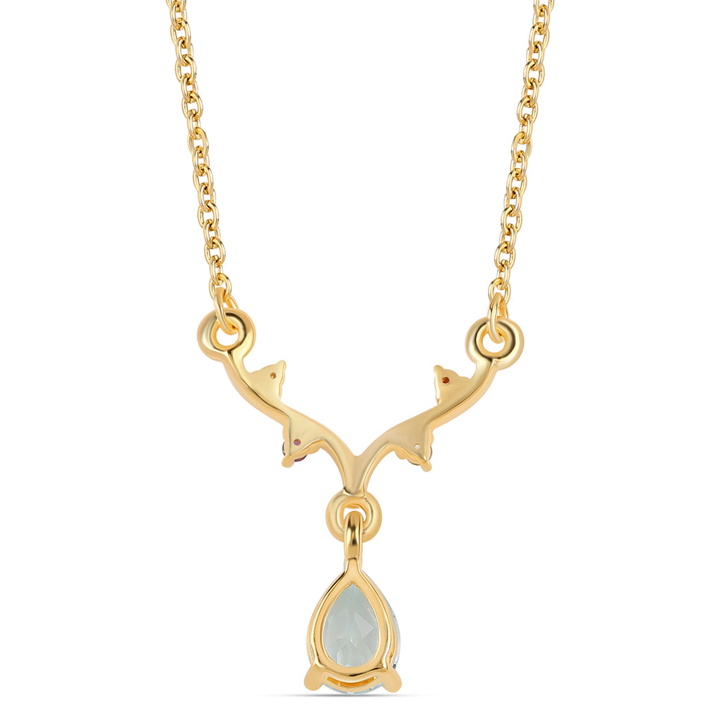 Goldplattierte Silberhalskette mit rotem Granat und Peridot