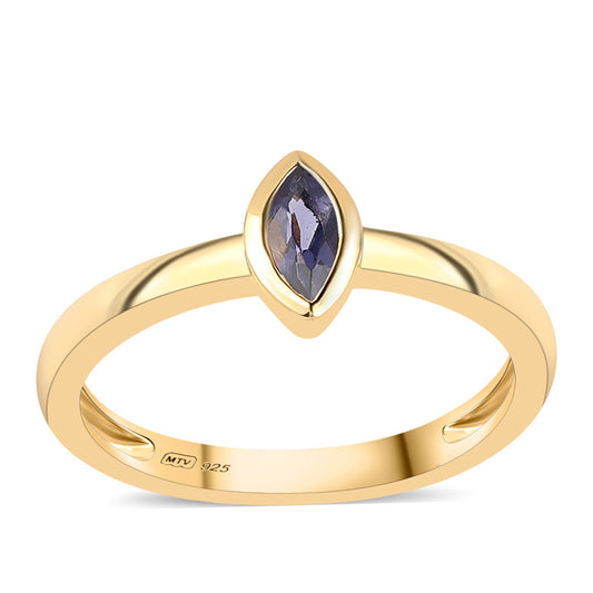 Goldplattierter Silberring mit Iolith