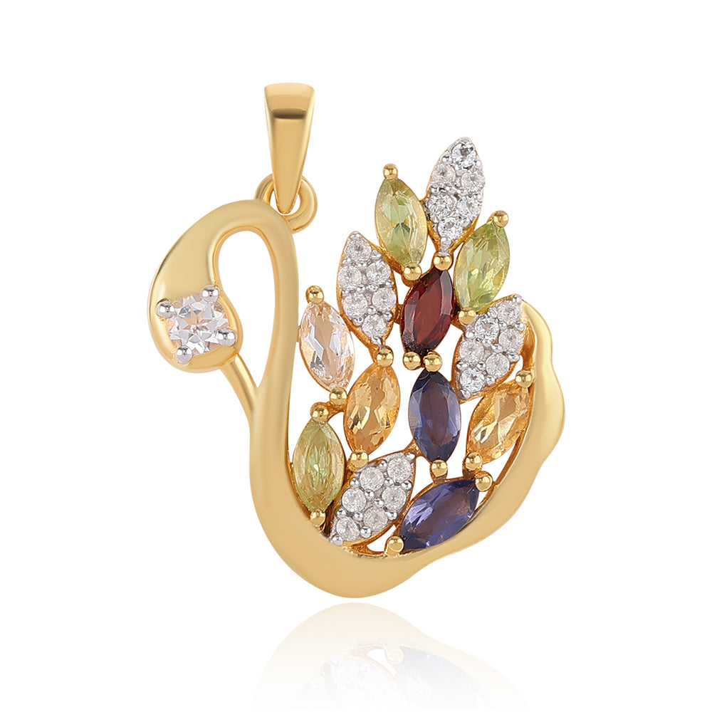 Goldplattierter Silberanhänger mit Peridot und Zitrin 1