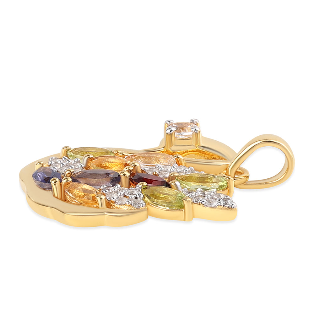 Goldplattierter Silberanhänger mit Peridot und Zitrin 3