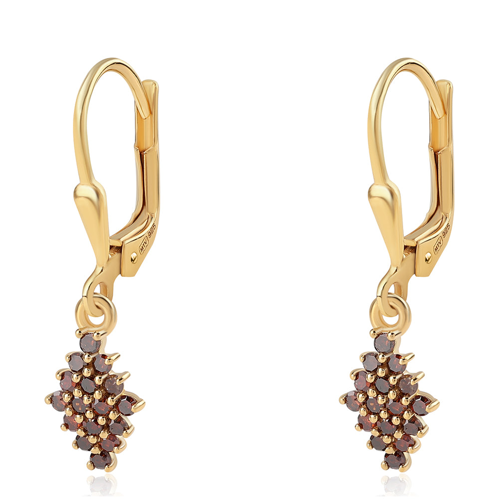 Goldplattierte Silberohrringe mit rotem Diamant 5