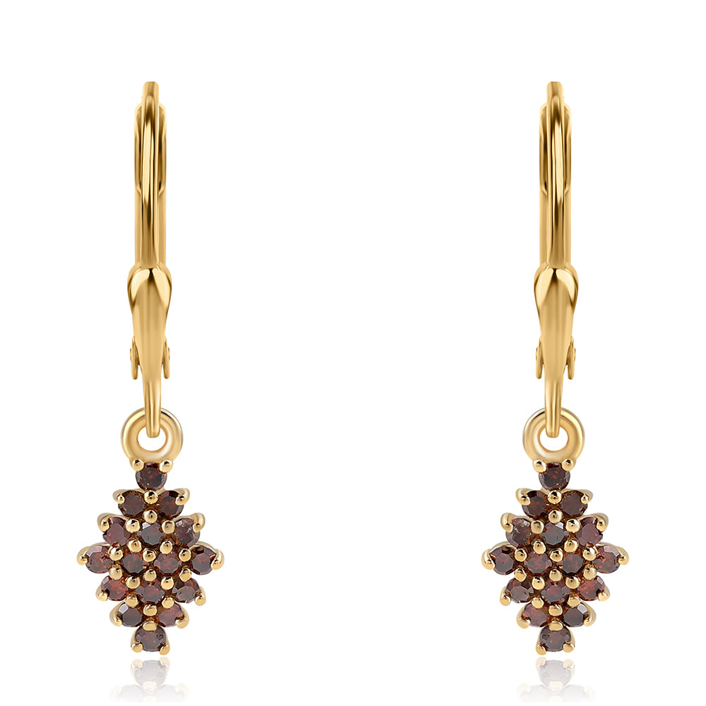 Goldplattierte Silberohrringe mit rotem Diamant 1