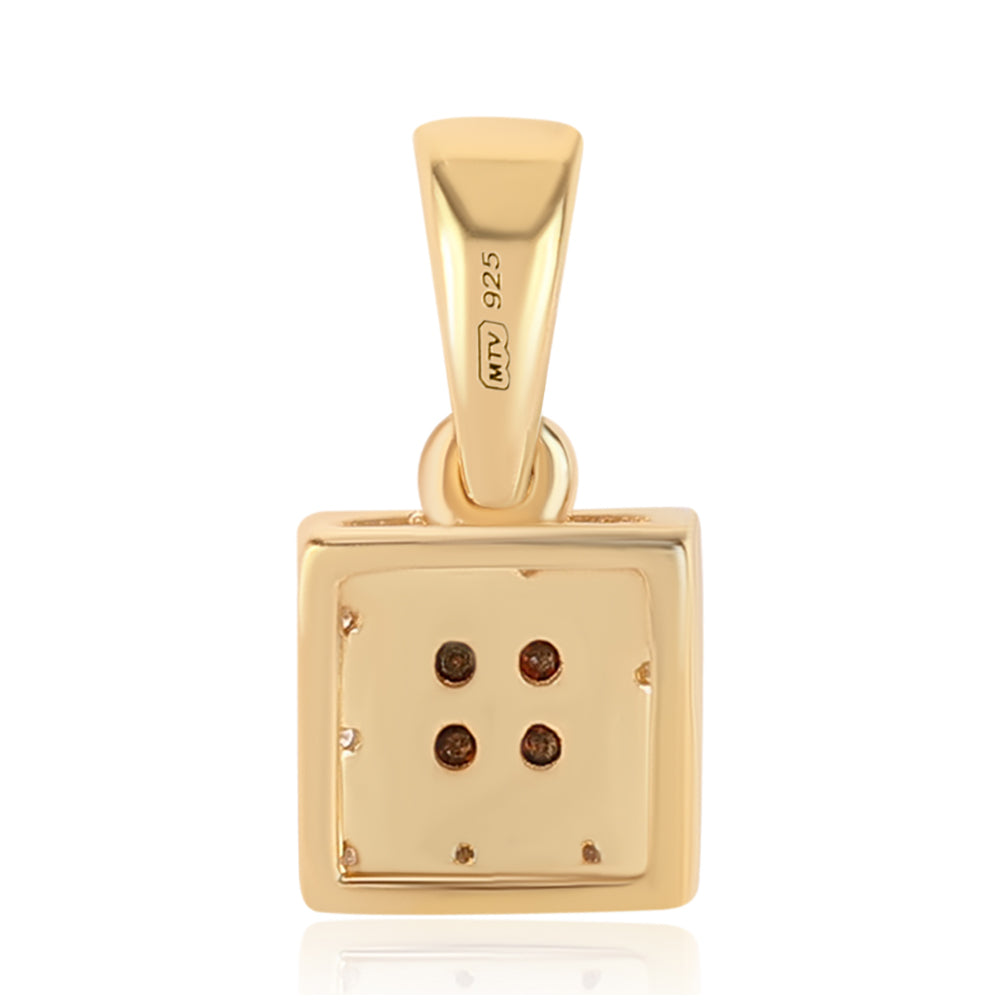 Goldplattierter Silberanhänger mit rotem Diamant und weißem Diamant 6