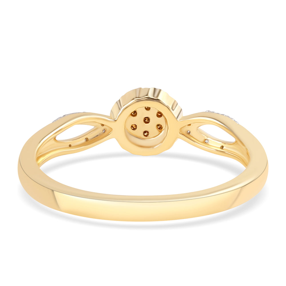 Goldplattierter Silberring mit rotem Diamant und weißem Diamant