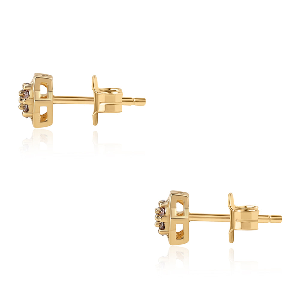 Goldplattierte Silberohrringe mit rotem Diamant 6