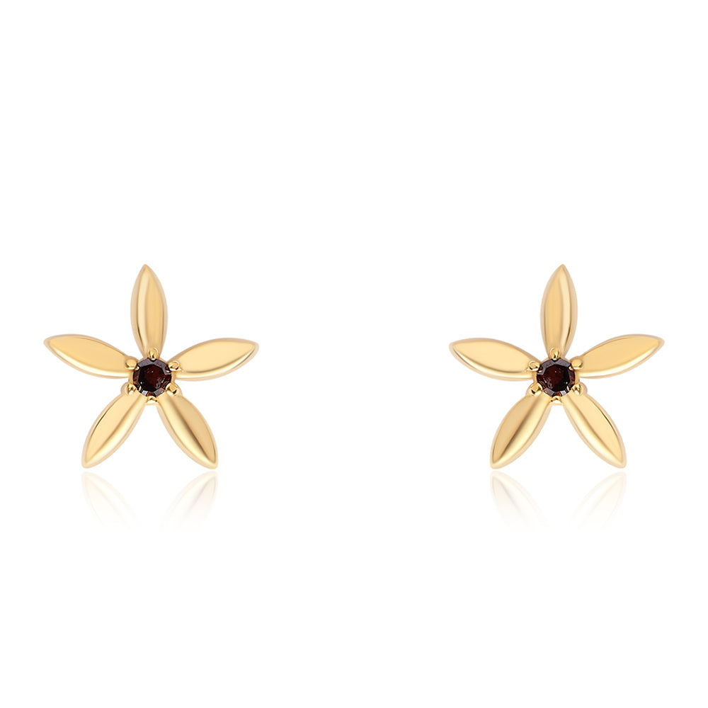 Goldplattierte Silberohrringe mit rotem Diamant