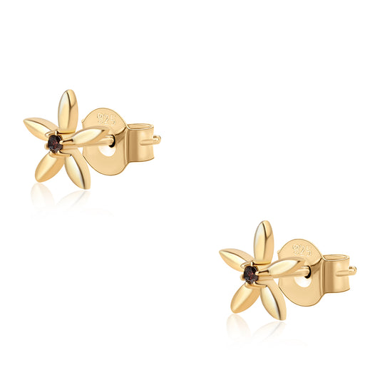 Goldplattierte Silberohrringe mit rotem Diamant