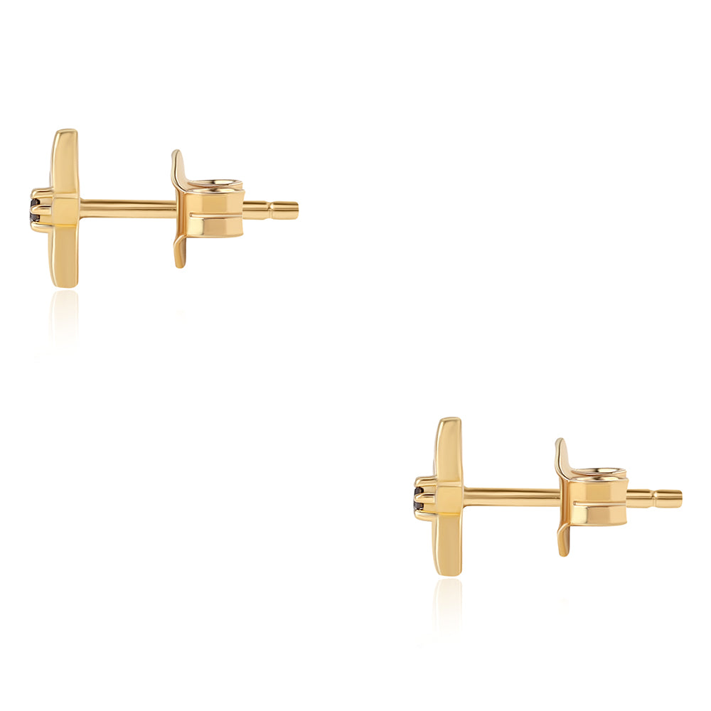 Goldplattierte Silberohrringe mit rotem Diamant