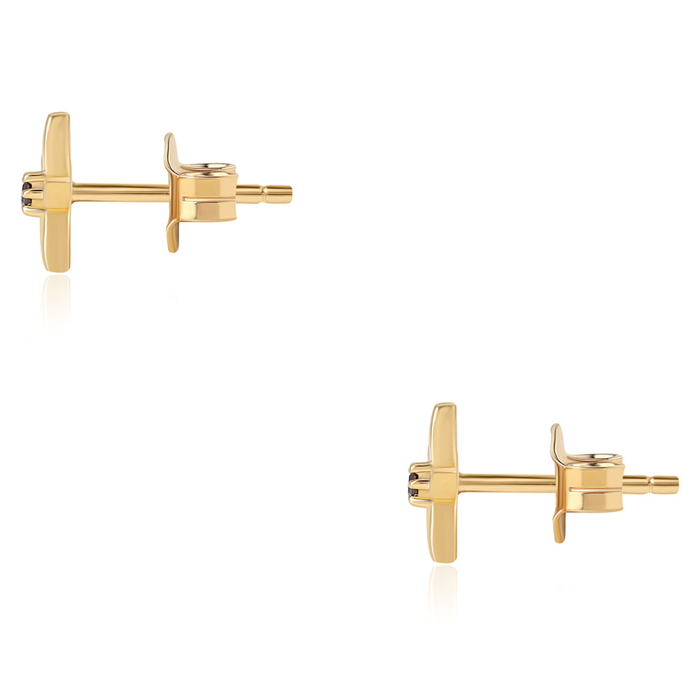 Goldplattierte Silberohrringe mit rotem Diamant