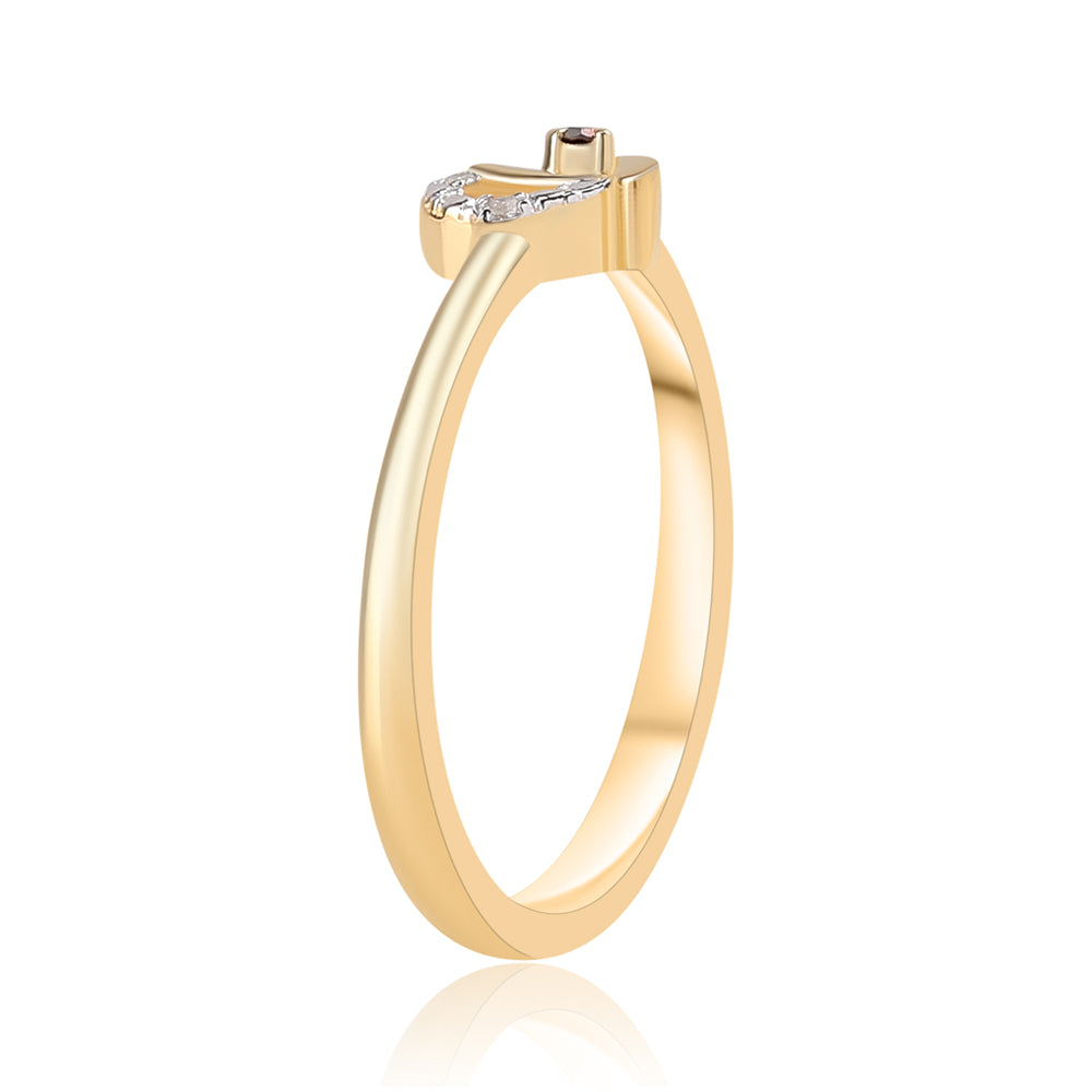 Goldplattierter Silberring mit rotem Diamant und weißem Diamant