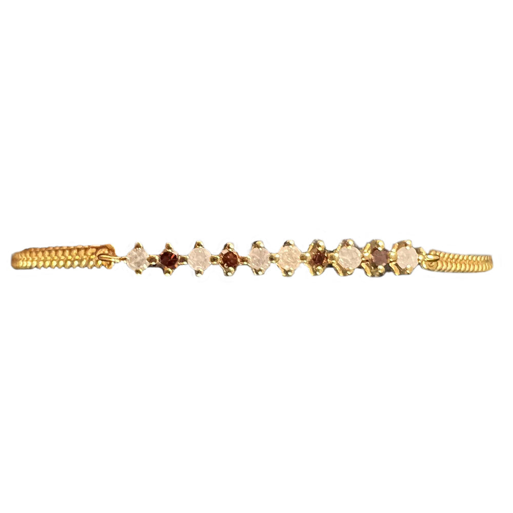 Goldplattiertes Silberarmband mit rotem Diamant und weißem Diamant