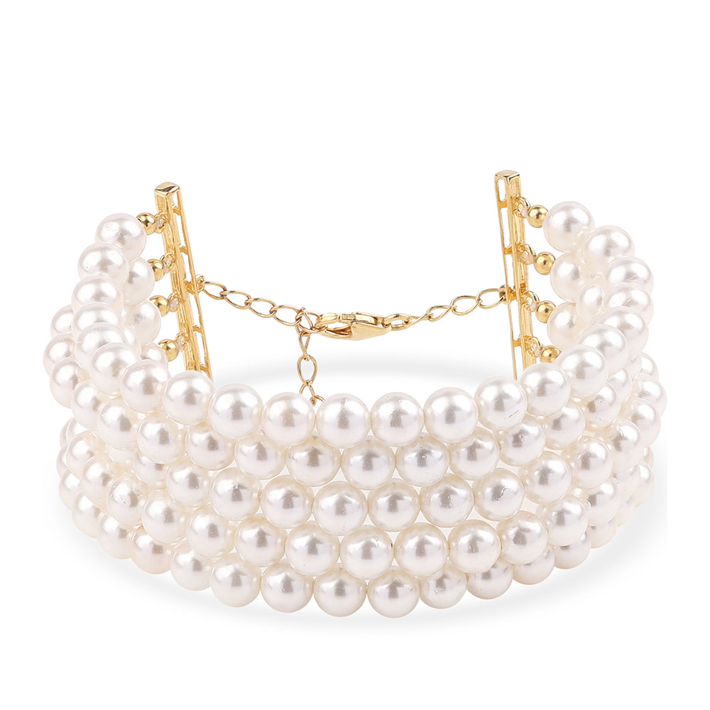 Goldplattiertes Silberarmband mit weißer Süßwasserperle