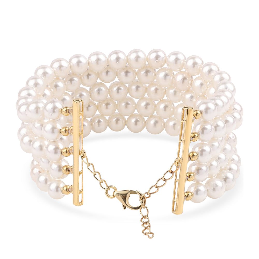 Goldplattiertes Silberarmband mit weißer Süßwasserperle