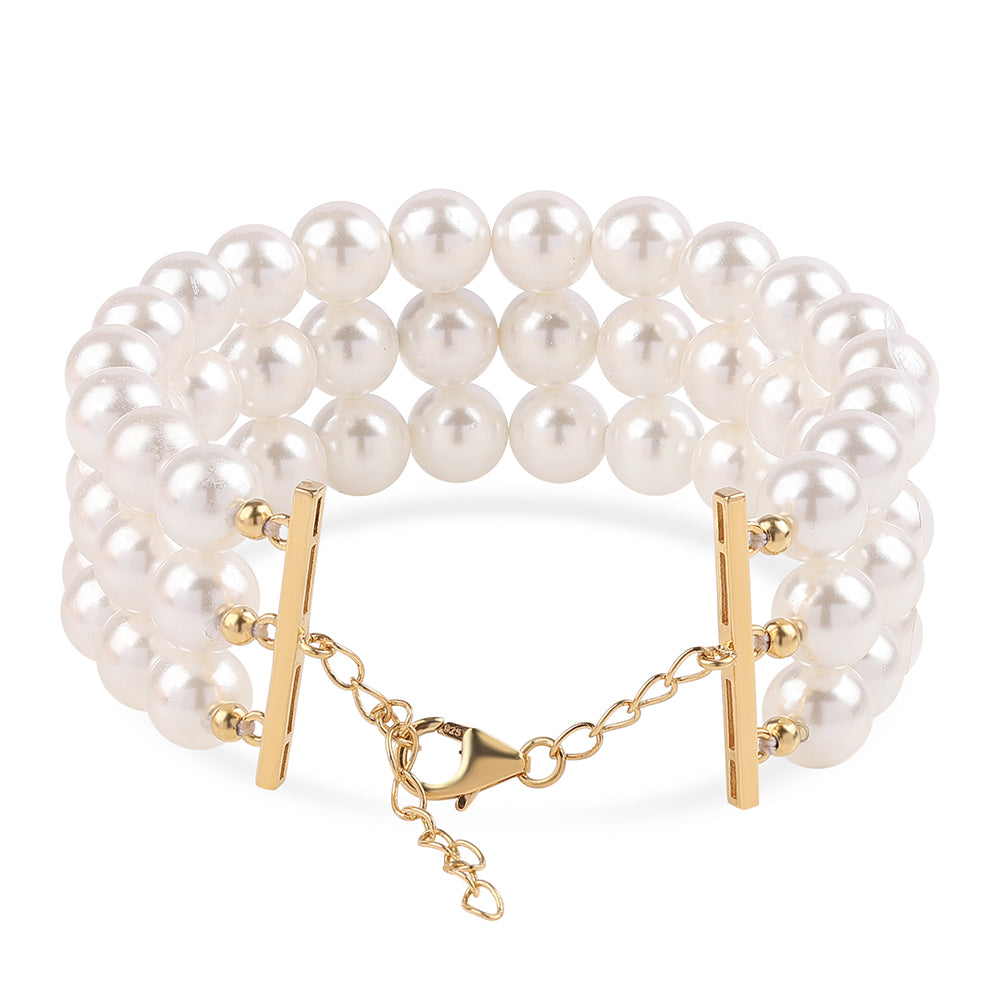 Goldplattiertes Silberarmband mit weißer Süßwasserperle