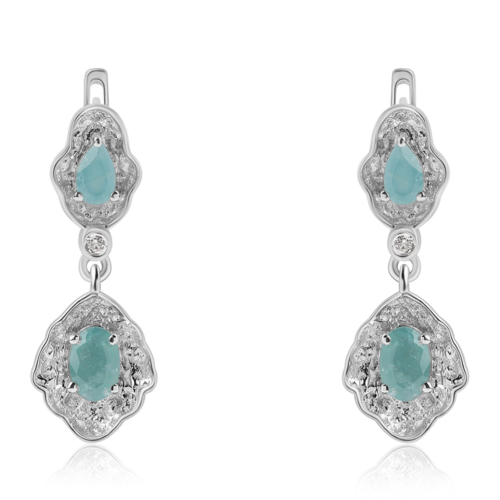 Silberohrringe mit Grandidierit und weißem Topas