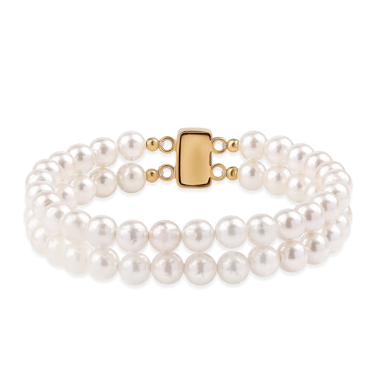 Goldplattiertes Silberarmband mit weißer Süßwasserperle