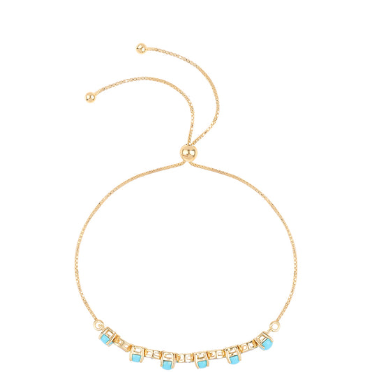 Goldplattiertes Silberarmband mit Dornröschen Türkis und weißem Topas