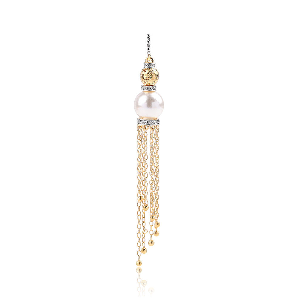 Goldplattierter Silberanhänger mit weißer Süßwasserperle und weißem Topas 2