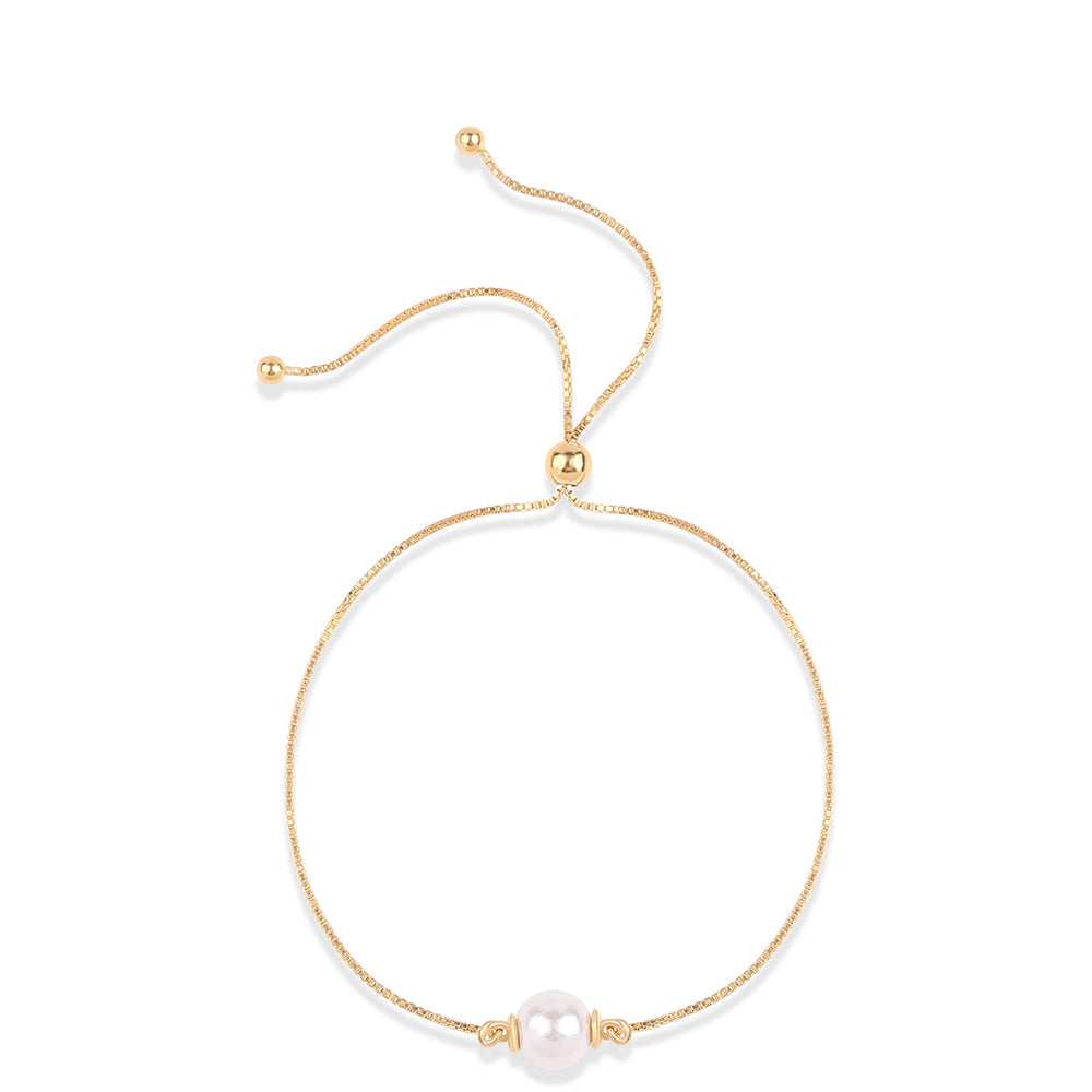 Goldplattiertes Silberarmband mit weißer Süßwasserperle