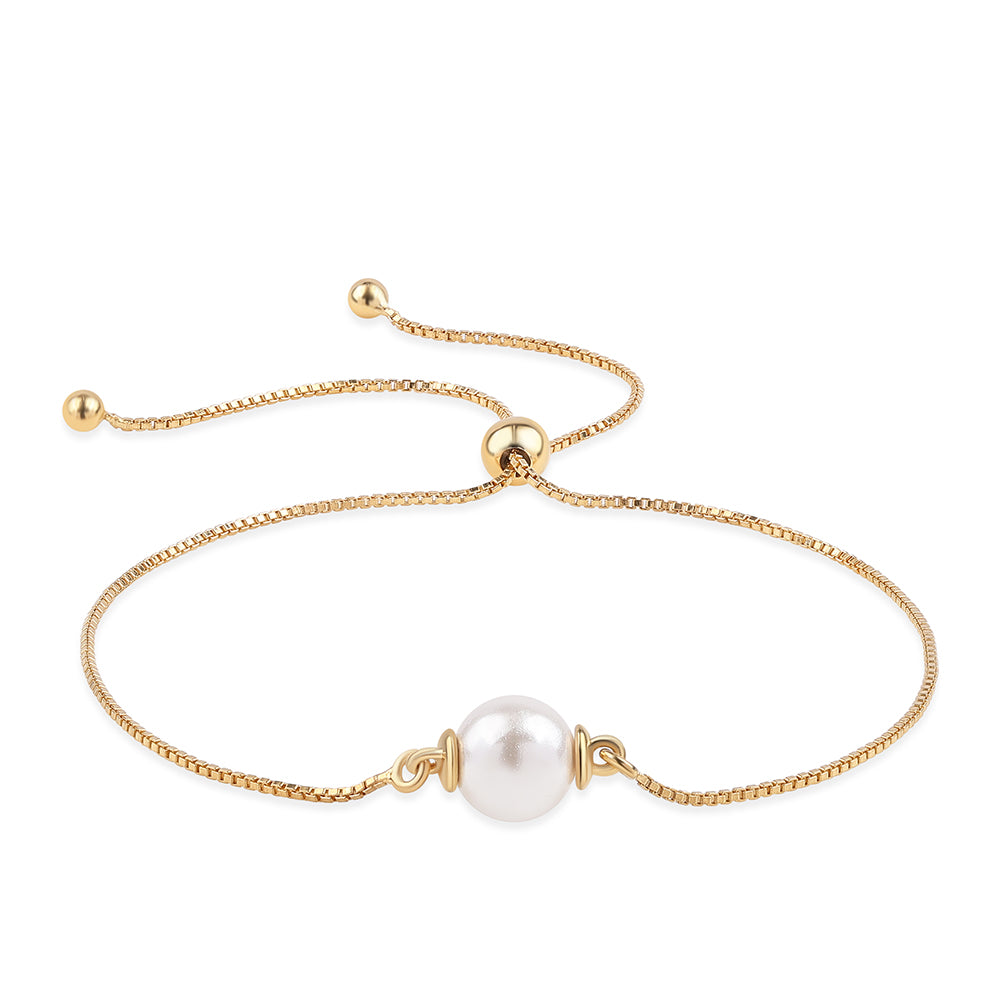 Goldplattiertes Silberarmband mit weißer Süßwasserperle 1