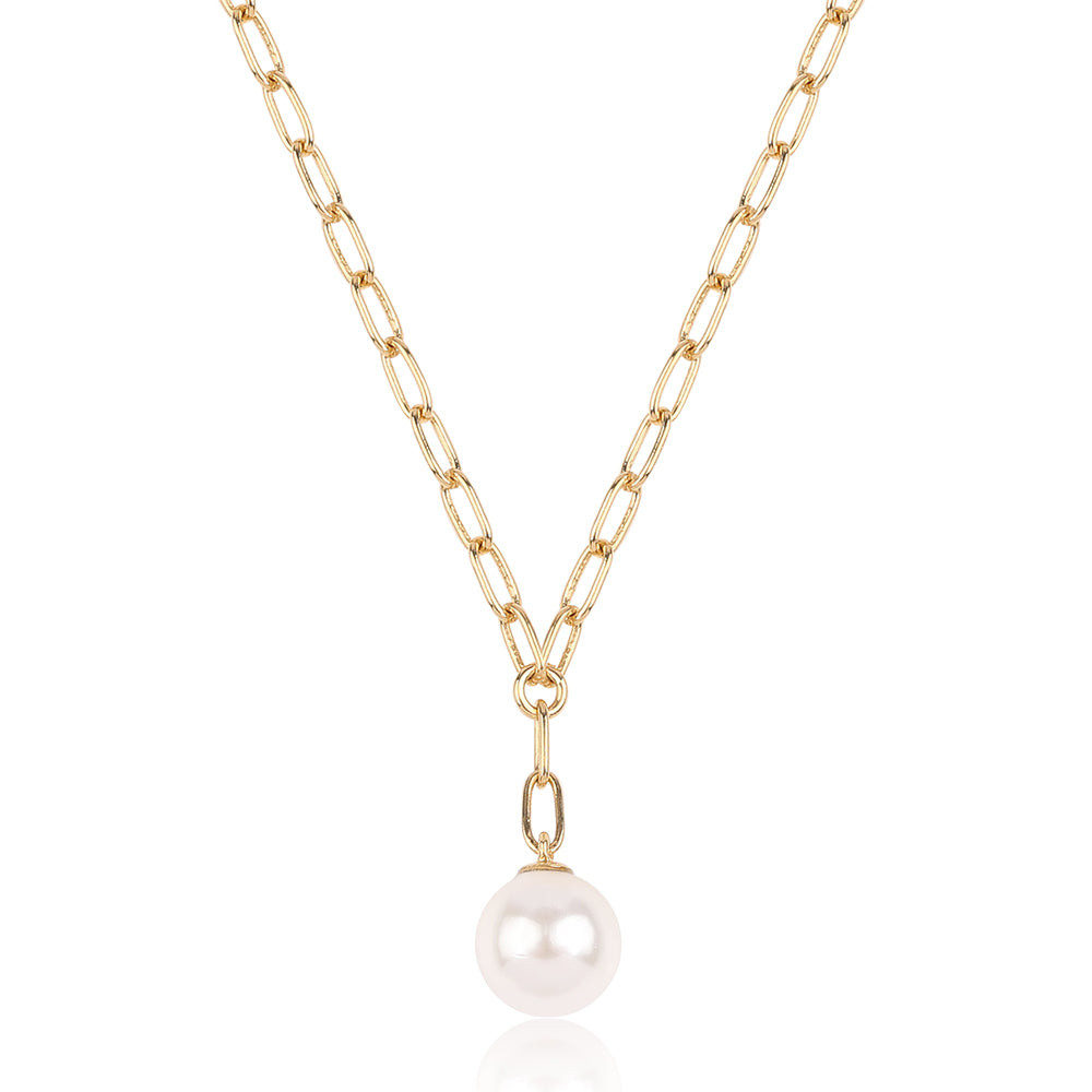Goldplattierte Silberhalskette mit weißer Süßwasserperle