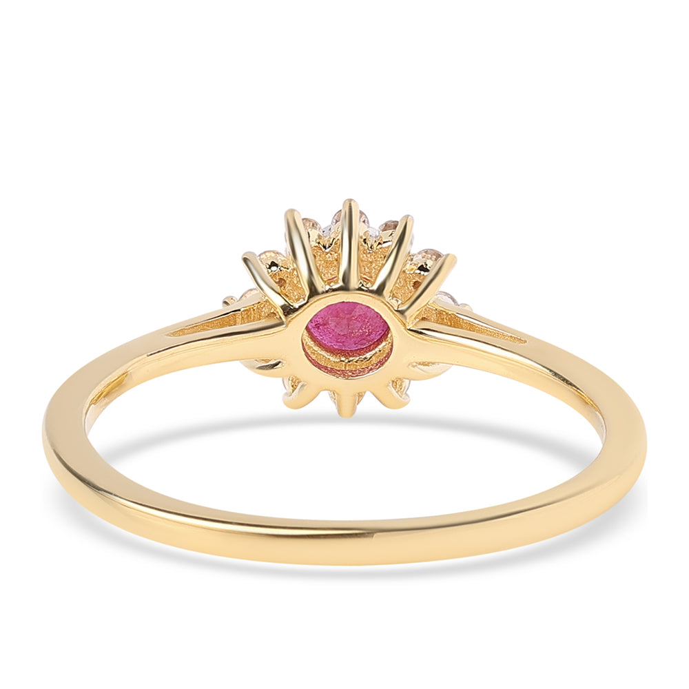 Goldplattierter Silberring mit Rubin aus Mosambik und weißem Topas 2