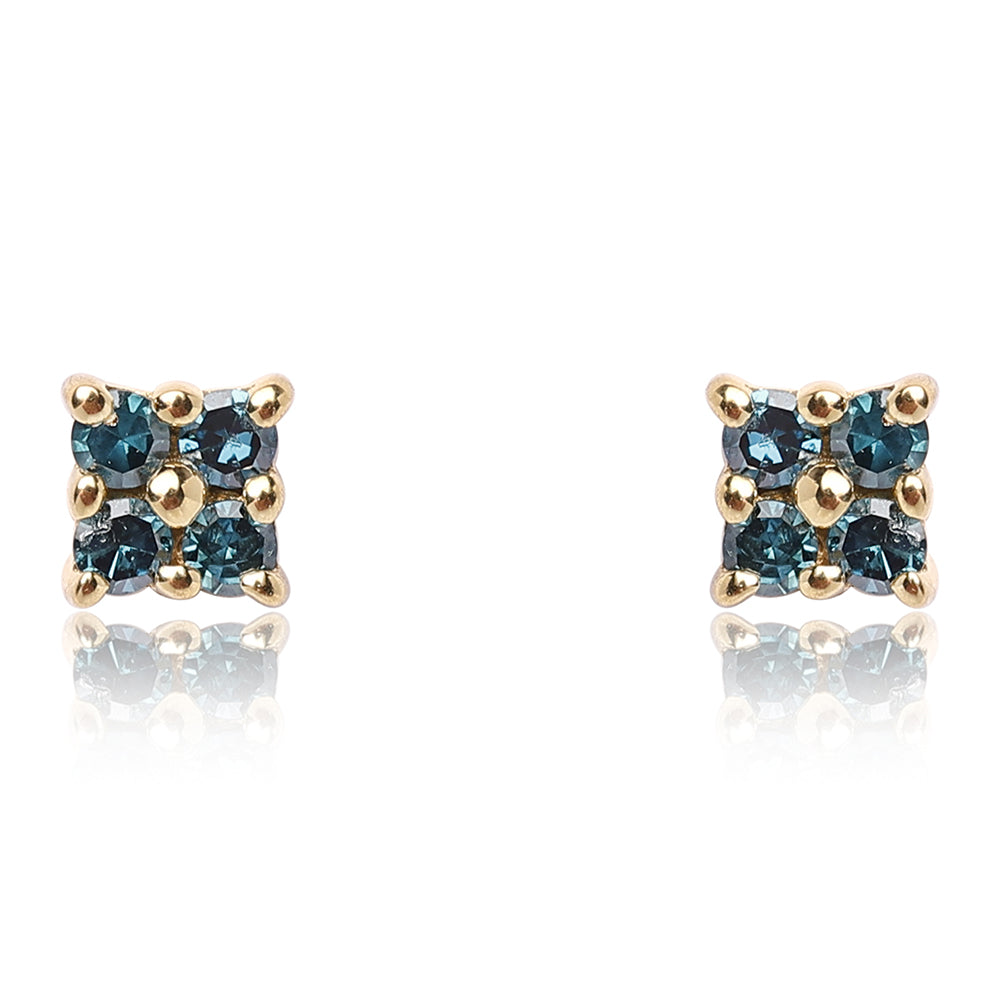 Goldplattierte Silberohrringe mit blauem Diamant