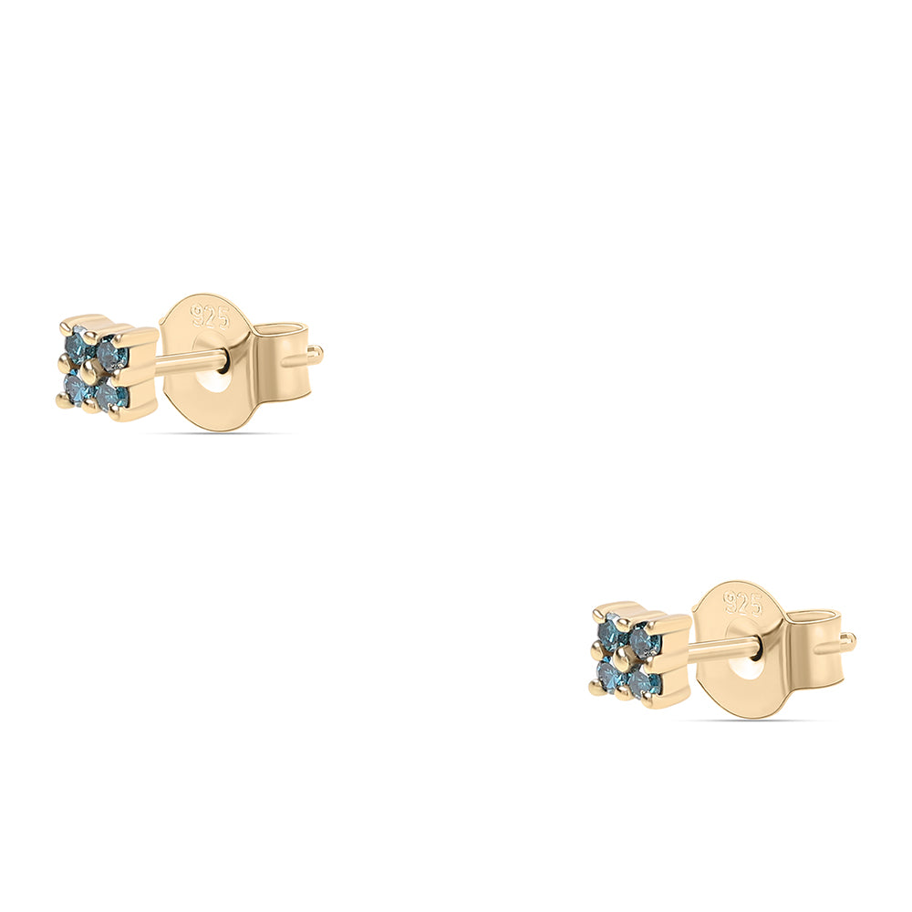 Goldplattierte Silberohrringe mit blauem Diamant