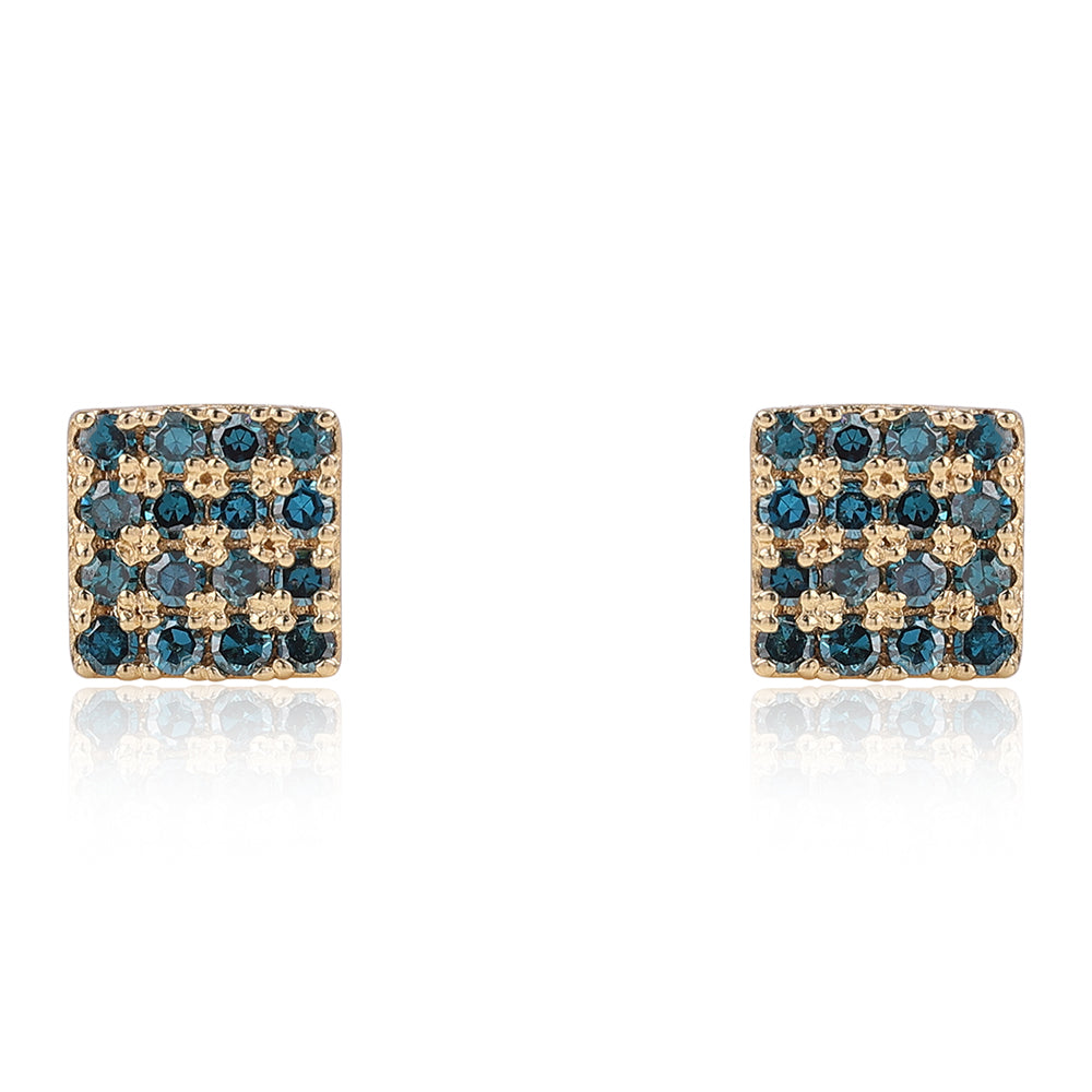 Goldplattierte Silberohrringe mit blauem Diamant