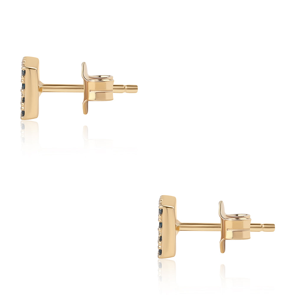 Goldplattierte Silberohrringe mit blauem Diamant