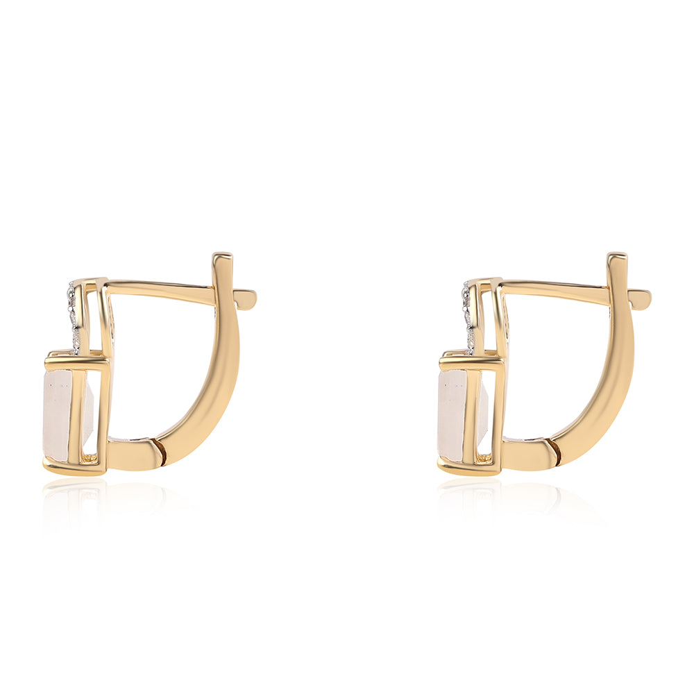 Goldplattierte Silberohrringe mit Regenbogenmondstein - Klasse AA und weißem Topas 2