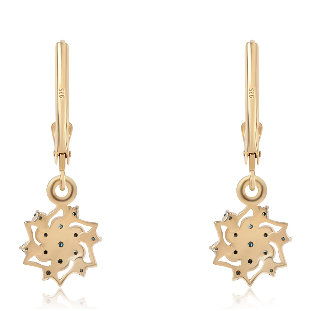 Goldplattierte Silberohrringe mit blauem Diamant
