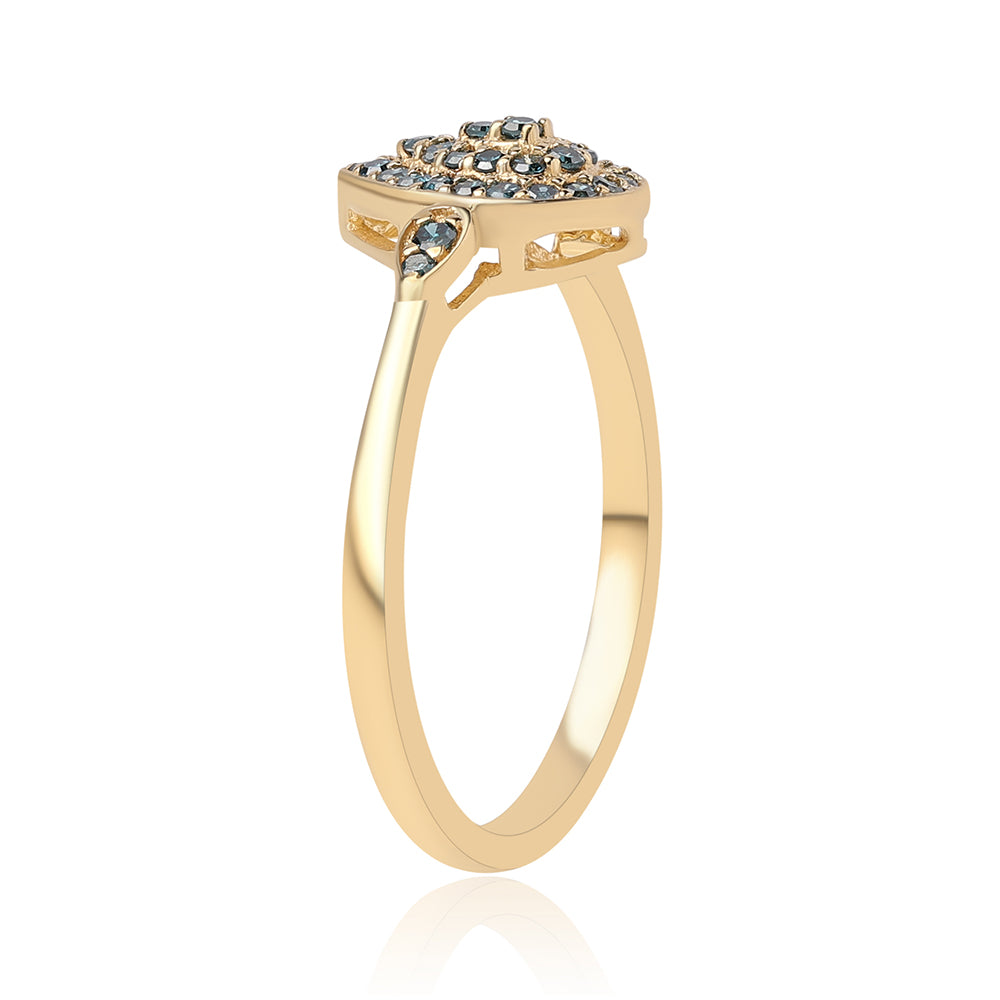 Goldplattierter Silberring mit blauem Diamant