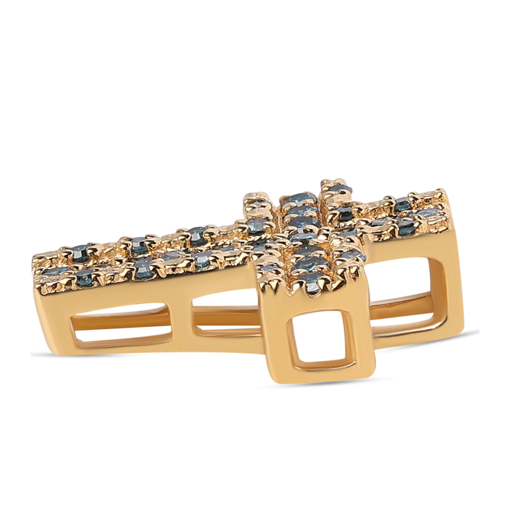 Goldplattierter Silberanhänger mit blauem Diamant