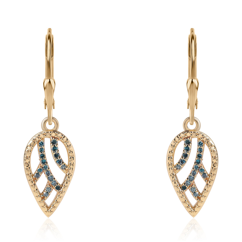 Goldplattierte Silberohrringe mit blauem Diamant
